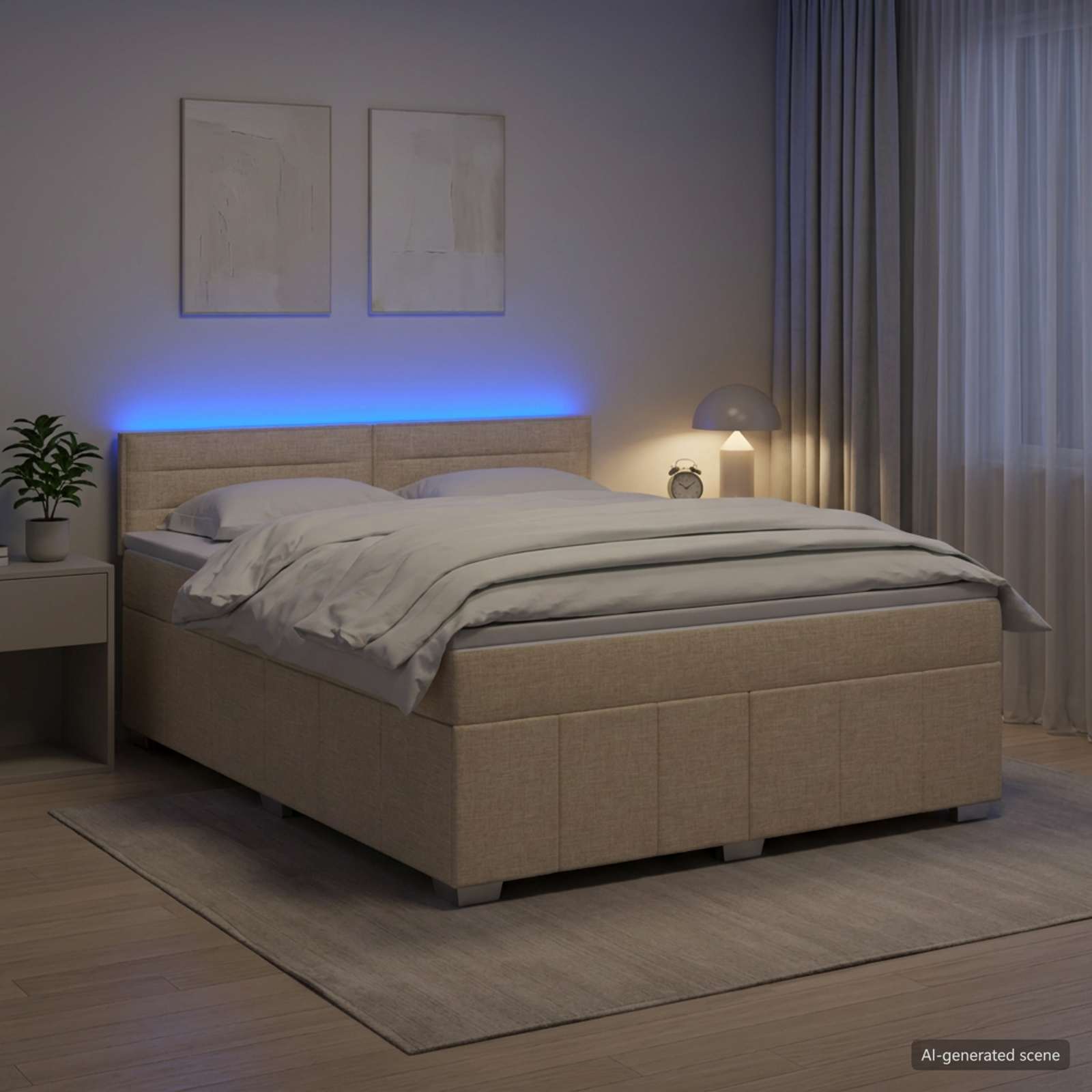 3452710_1.jpg vidaXL Posteľ boxspring s matracom Krémová 160 x 200 cm Látka – Obrázok 1