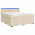 vidaXL Posteľ boxspring s matracom Krémová 160 x 200 cm Látka – Obrázok 2