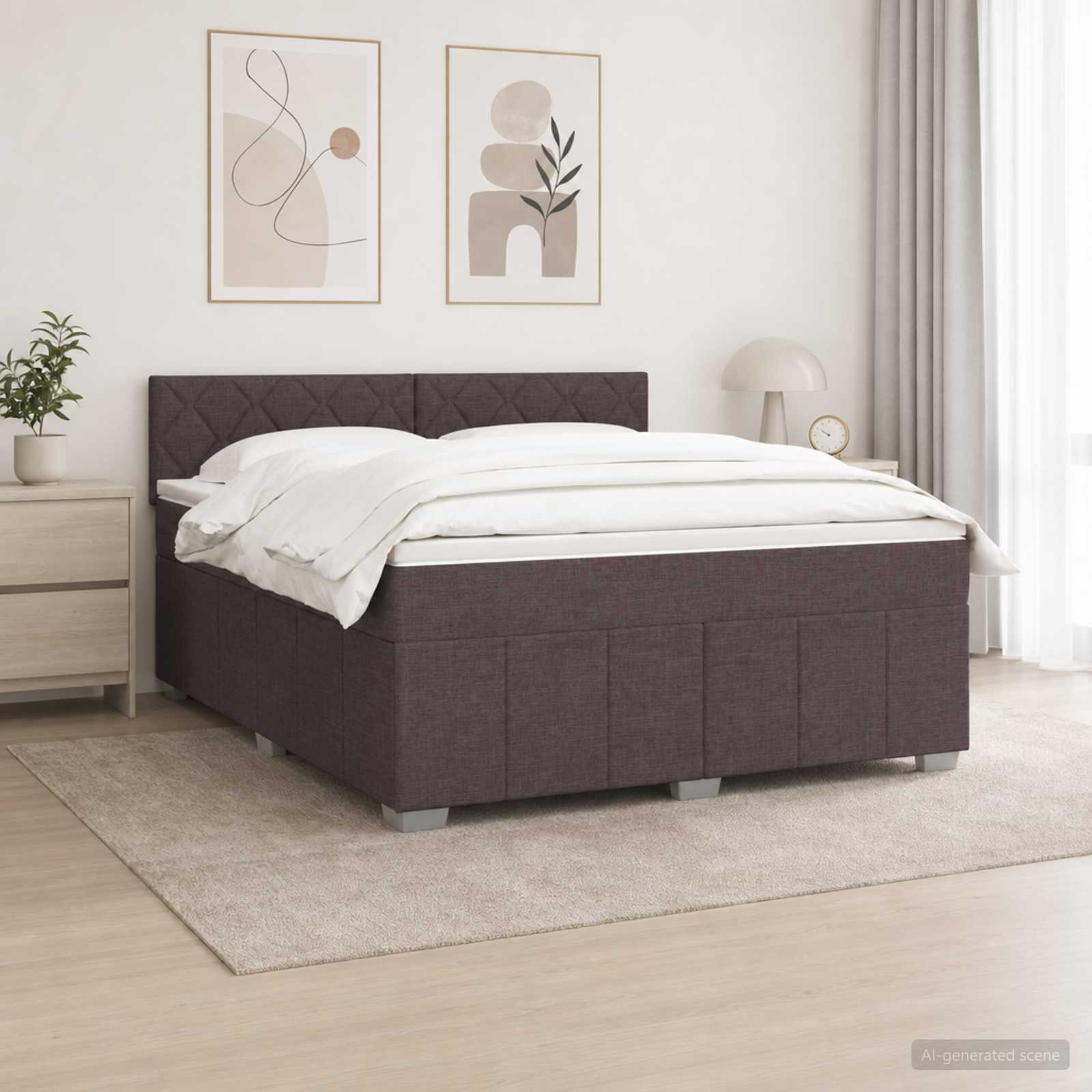 3452722_1.jpg vidaXL Posteľ boxspring s matracom Tmavohnedá 160 x 200 cm Látka – Obrázok 1