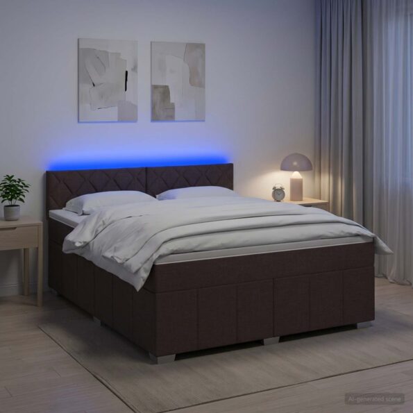 vidaXL Posteľ boxspring s matracom Tmavohnedá 160 x 200 cm Látka – Obrázok 4