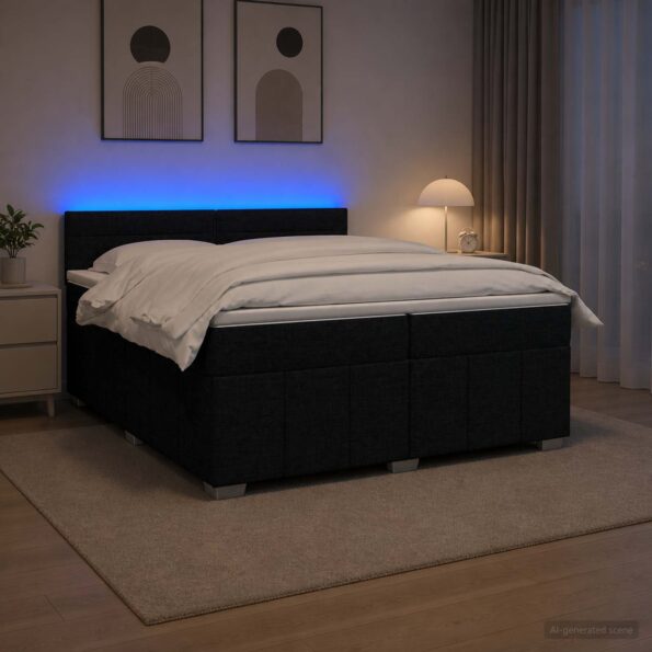 vidaXL Posteľ boxspring s matracom Čierna 200 x 200 cm Látka – Obrázok 12