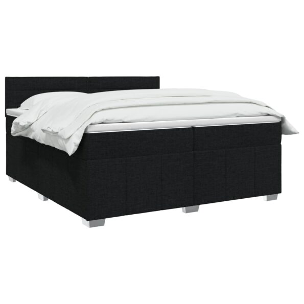 vidaXL Posteľ boxspring s matracom Čierna 200 x 200 cm Látka – Obrázok 2
