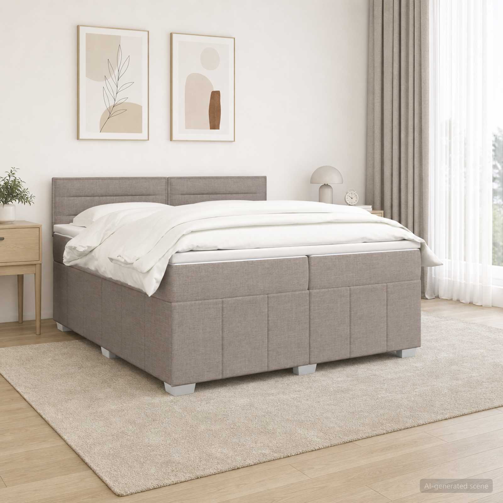 3452751_1.jpg vidaXL Posteľ boxspring s matracom Sivohnedá 200 x 200 cm Látka – Obrázok 1