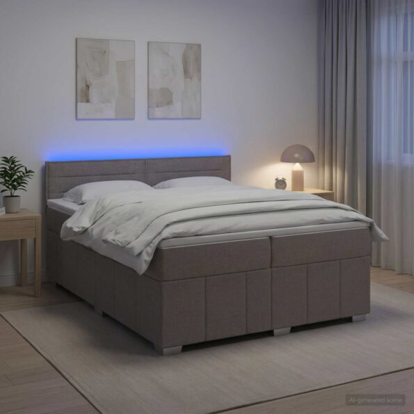 vidaXL Posteľ boxspring s matracom Sivohnedá 200 x 200 cm Látka – Obrázok 13