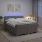 vidaXL Posteľ boxspring s matracom Sivohnedá 200 x 200 cm Látka – Obrázok 4