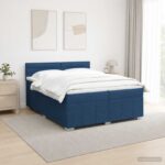 vidaXL Posteľ boxspring s matracom Modrá 200 x 200 cm Látka