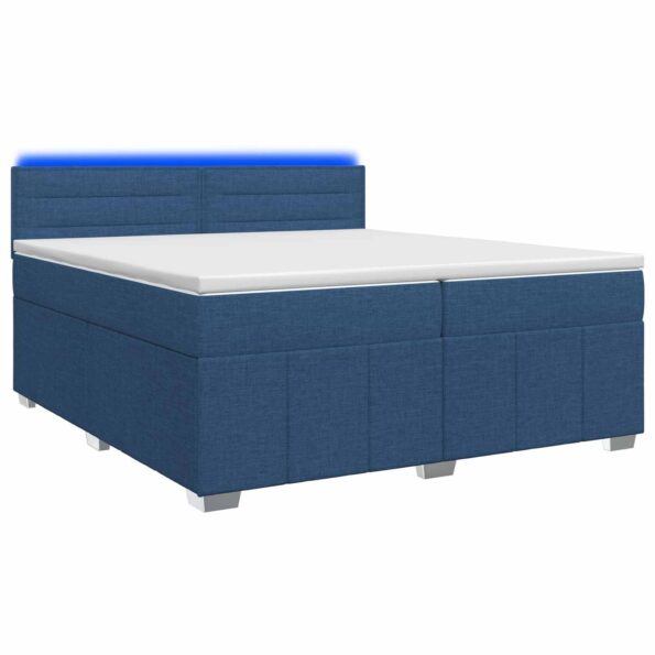 vidaXL Posteľ boxspring s matracom Modrá 200 x 200 cm Látka – Obrázok 2