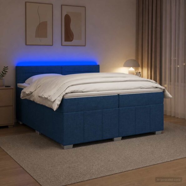 vidaXL Posteľ boxspring s matracom Modrá 200 x 200 cm Látka – Obrázok 4