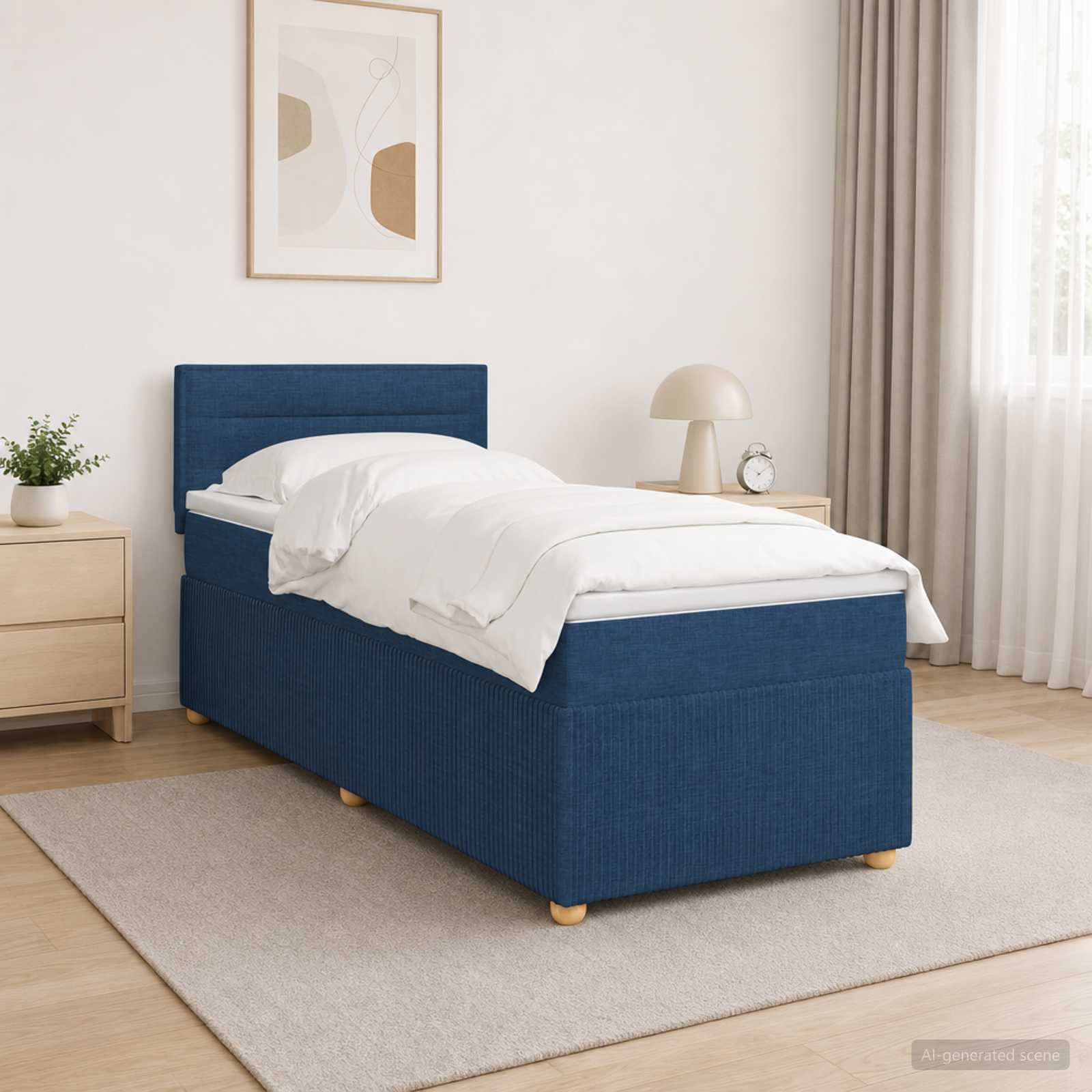 3452819_1.jpg vidaXL Posteľ boxspring s matracom Modrá 90 x 190 cm Látka – Obrázok 1