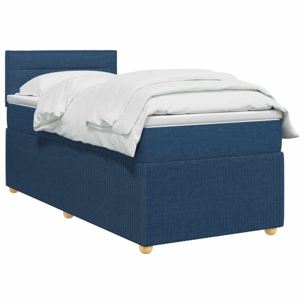 vidaXL Posteľ boxspring s matracom Modrá 90 x 190 cm Látka – Obrázok 2
