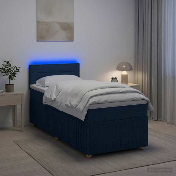 vidaXL Posteľ boxspring s matracom Modrá 90 x 190 cm Látka – Obrázok 13