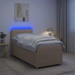vidaXL Posteľ boxspring s matracom Krémová 90 x 200 cm Látka