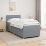 vidaXL Posteľ boxspring s matracom Svetlosivá 100 x 200 cm Látka
