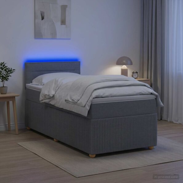 vidaXL Posteľ boxspring s matracom Svetlosivá 100 x 200 cm Látka – Obrázok 4