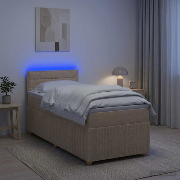 vidaXL Posteľ boxspring s matracom Krémová 100 x 200 cm Látka – Obrázok 12