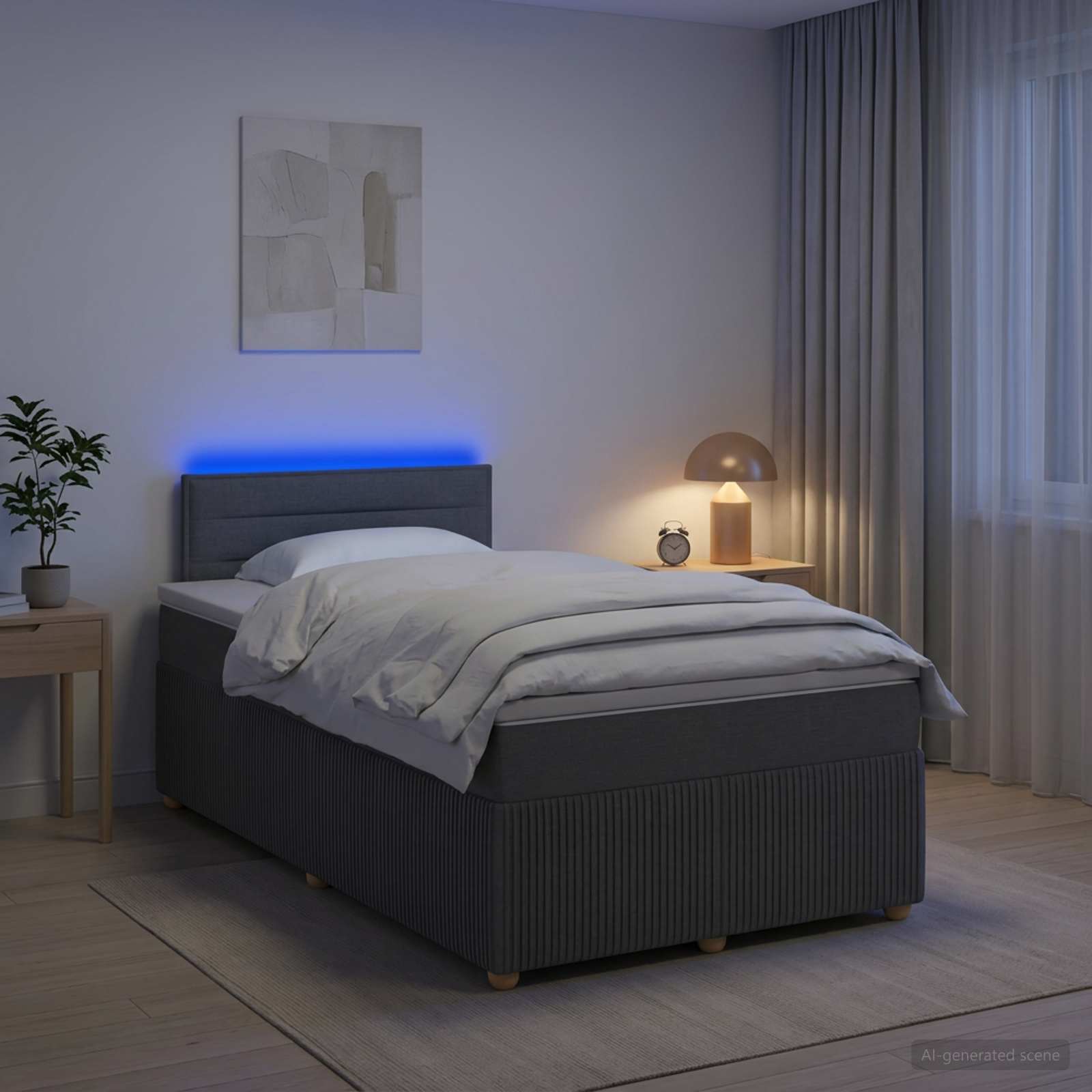 3452877_1.jpg vidaXL Posteľ boxspring s matracom Tmavosivá 120 x 190 cm Látka – Obrázok 1