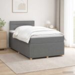 vidaXL Posteľ boxspring s matracom Tmavosivá 120 x 190 cm Látka – Obrázok 4