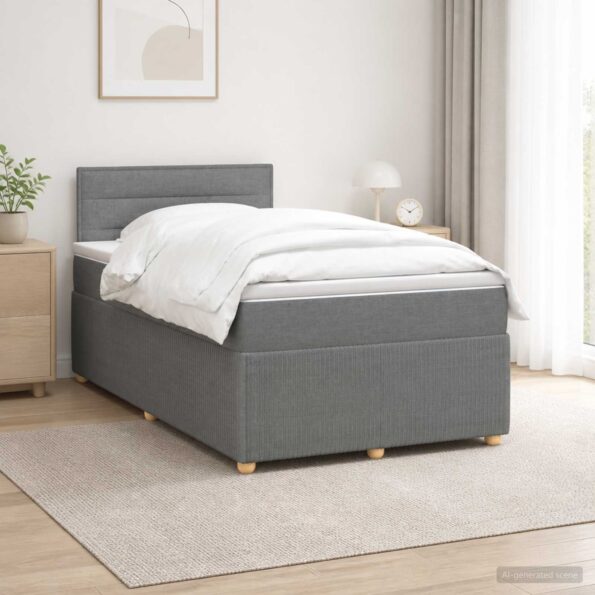 vidaXL Posteľ boxspring s matracom Tmavosivá 120 x 190 cm Látka – Obrázok 4