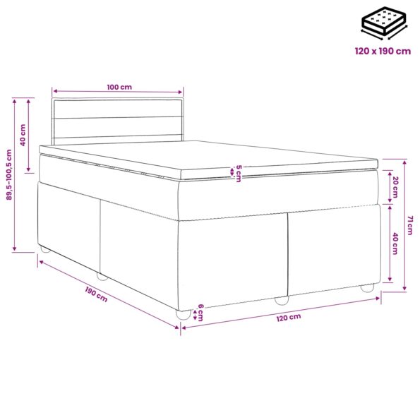 vidaXL Posteľ boxspring s matracom Sivohnedá 120 x 190 cm Látka – Obrázok 13