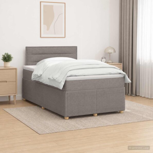 vidaXL Posteľ boxspring s matracom Sivohnedá 120 x 190 cm Látka – Obrázok 4