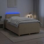 vidaXL Posteľ boxspring s matracom Krémová 120 x 190 cm Látka