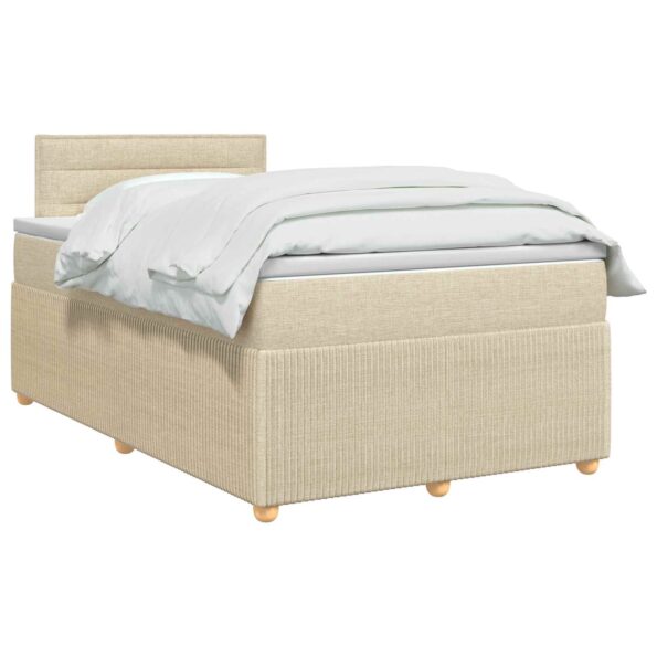 vidaXL Posteľ boxspring s matracom Krémová 120 x 190 cm Látka – Obrázok 2