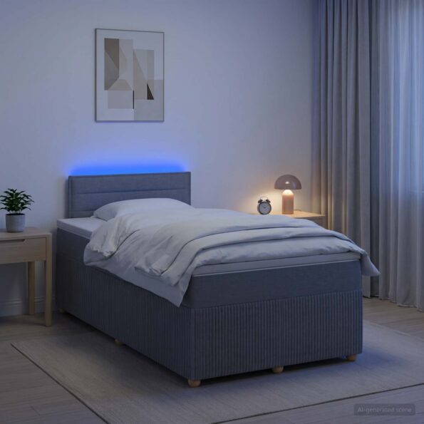 vidaXL Posteľ boxspring s matracom Svetlosivá 120 x 200 cm Látka – Obrázok 4