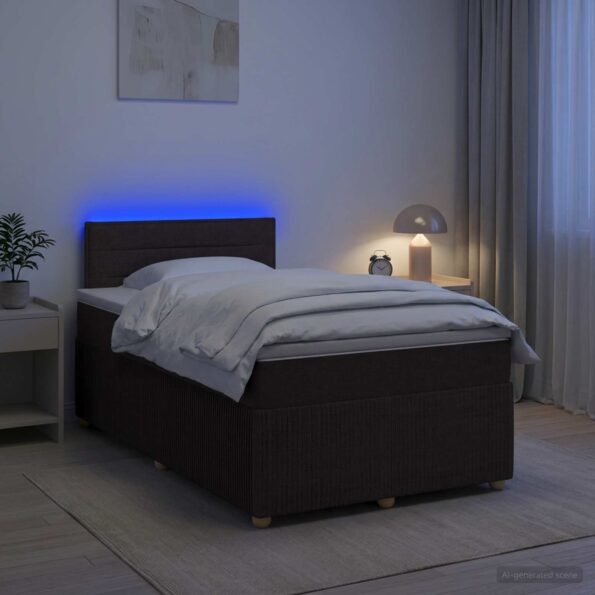 vidaXL Posteľ boxspring s matracom Tmavohnedá 120 x 200 cm Látka – Obrázok 4