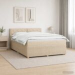 vidaXL Posteľ boxspring s matracom Krémová 140 x 190 cm Látka
