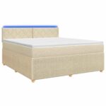 vidaXL Posteľ boxspring s matracom Krémová 140 x 190 cm Látka – Obrázok 2