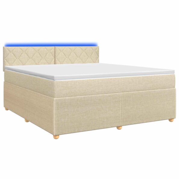 vidaXL Posteľ boxspring s matracom Krémová 140 x 190 cm Látka – Obrázok 2