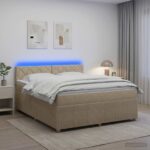 vidaXL Posteľ boxspring s matracom Krémová 140 x 200 cm Látka – Obrázok 4