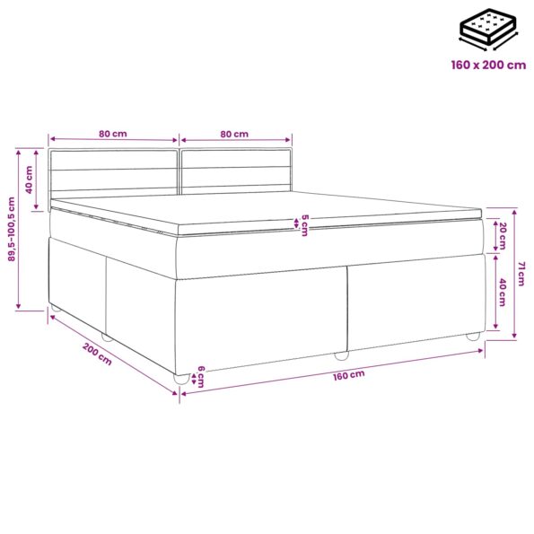 vidaXL Posteľ boxspring s matracom Sivohnedá 160 x 200 cm Látka – Obrázok 11