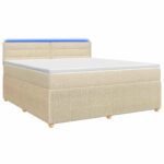 vidaXL Posteľ boxspring s matracom Krémová 160 x 200 cm Látka – Obrázok 2