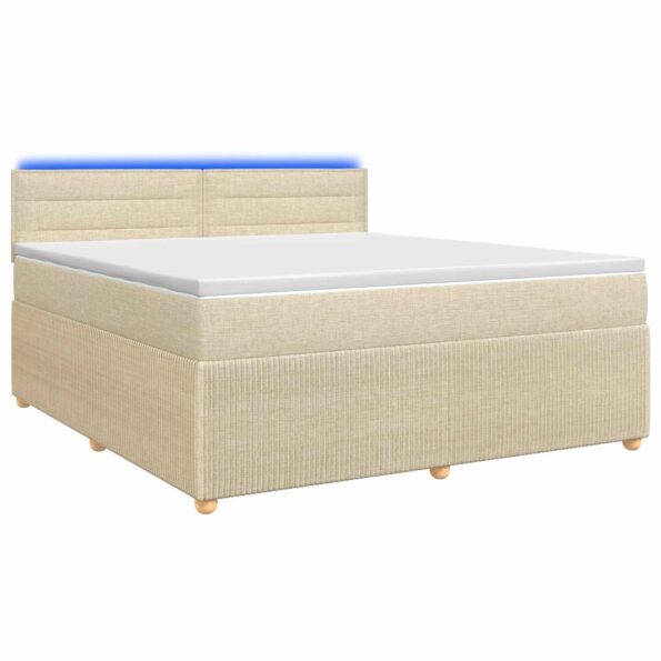 vidaXL Posteľ boxspring s matracom Krémová 160 x 200 cm Látka – Obrázok 2