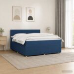 vidaXL Posteľ boxspring s matracom Modrá 160 x 200 cm Látka