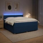 vidaXL Posteľ boxspring s matracom Modrá 160 x 200 cm Látka – Obrázok 4