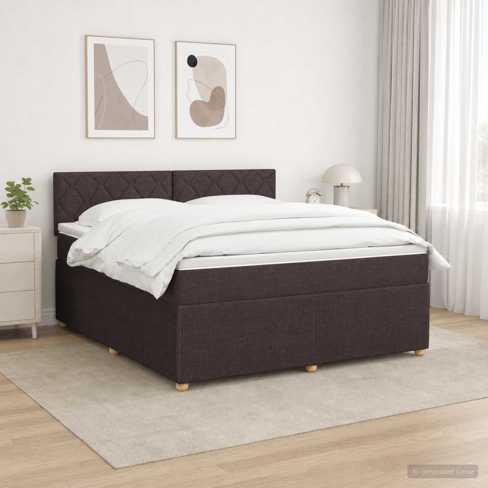 3452977_1.jpg vidaXL Posteľ boxspring s matracom Tmavohnedá 160 x 200 cm Látka – Obrázok 1