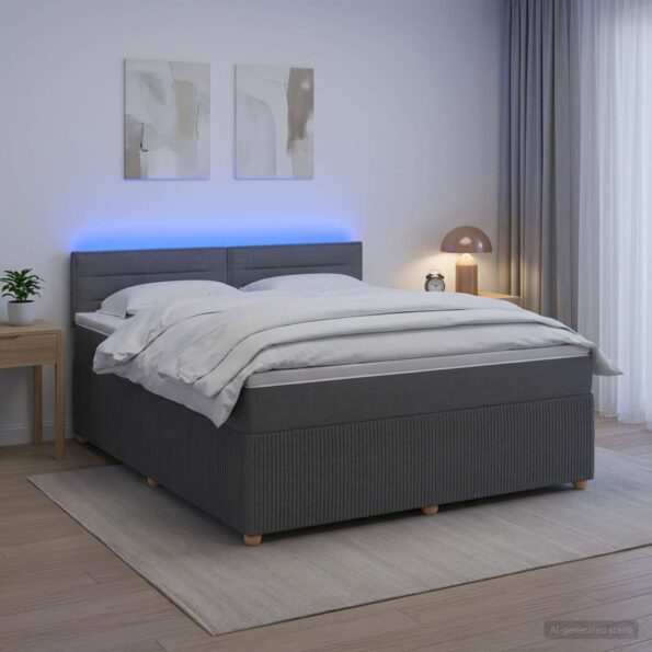 vidaXL Posteľ boxspring s matracom Tmavosivá 180 x 200 cm Látka – Obrázok 13