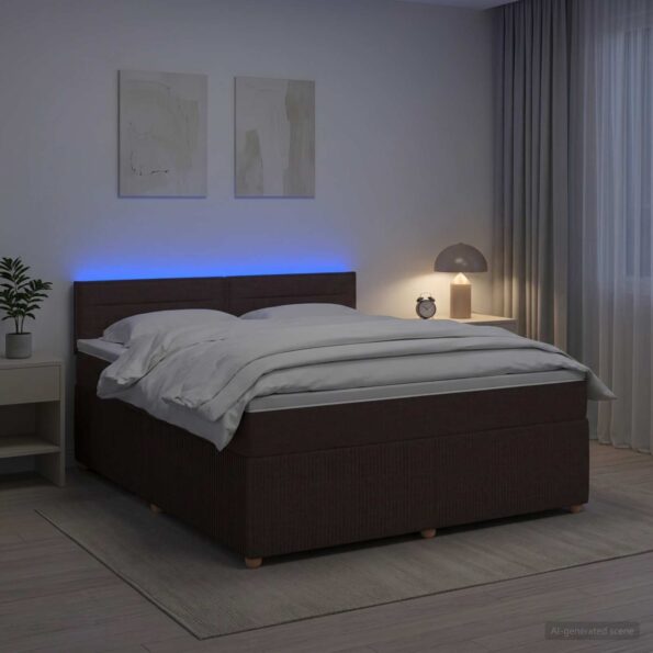 vidaXL Posteľ boxspring s matracom Tmavohnedá 180 x 200 cm Látka – Obrázok 12