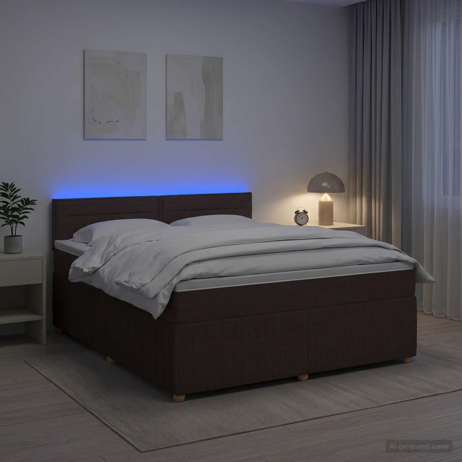 3452984_1.jpg vidaXL Posteľ boxspring s matracom Tmavohnedá 180 x 200 cm Látka – Obrázok 1