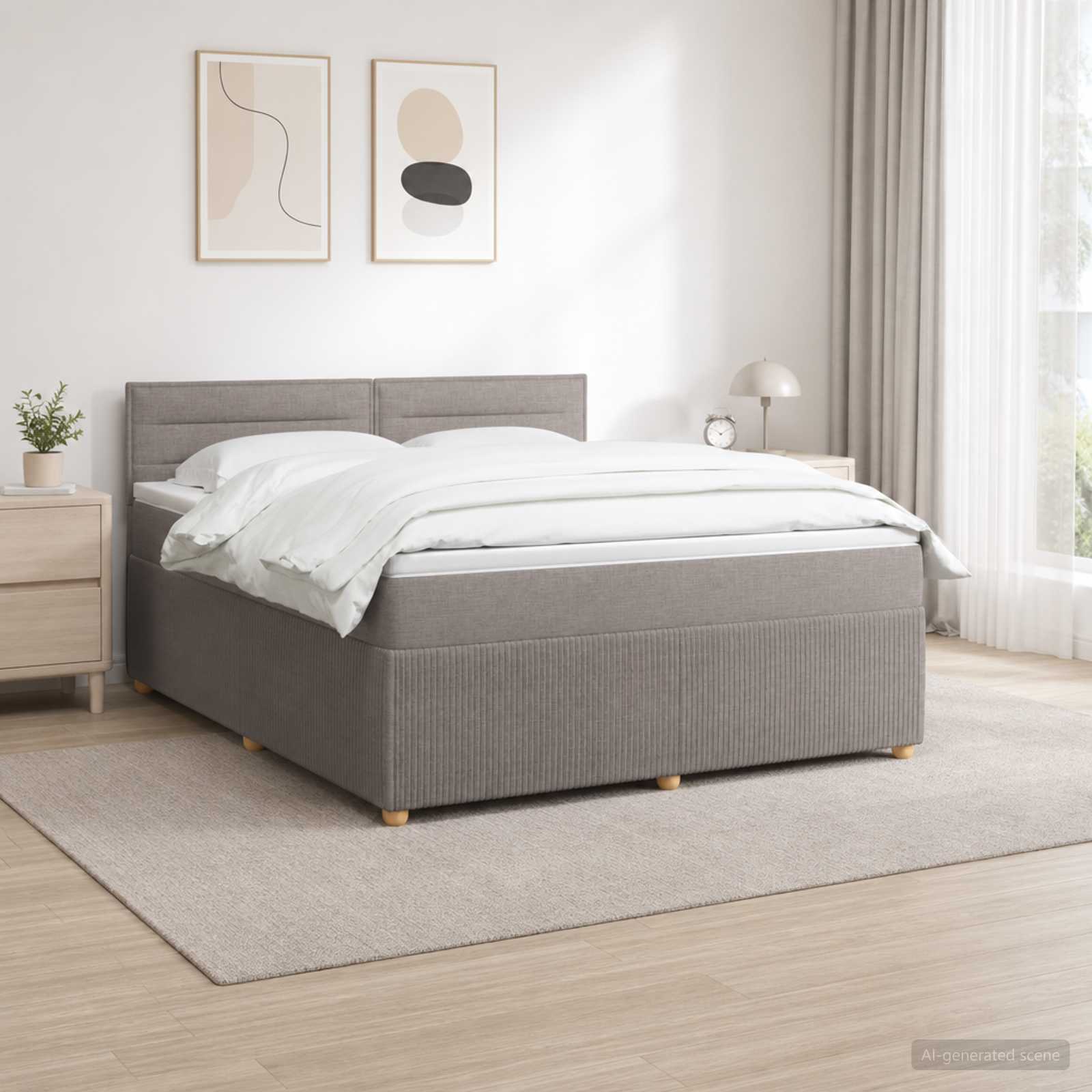 3452985_1.jpg vidaXL Posteľ boxspring s matracom Sivohnedá 180 x 200 cm Látka – Obrázok 1