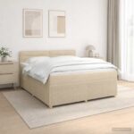 vidaXL Posteľ boxspring s matracom Krémová 180 x 200 cm Látka