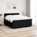vidaXL Posteľ boxspring s matracom Čierna 200 x 200 cm Látka – Obrázok 12