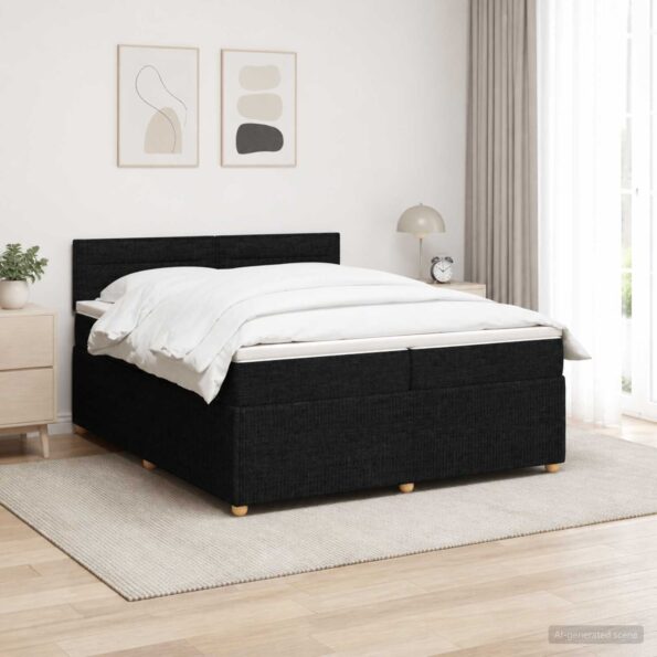 vidaXL Posteľ boxspring s matracom Čierna 200 x 200 cm Látka – Obrázok 12