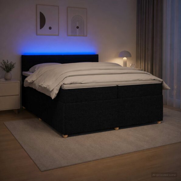 vidaXL Posteľ boxspring s matracom Čierna 200 x 200 cm Látka – Obrázok 4