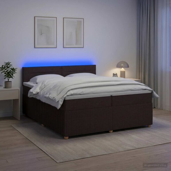 vidaXL Posteľ boxspring s matracom Tmavohnedá 200 x 200 cm Látka – Obrázok 13