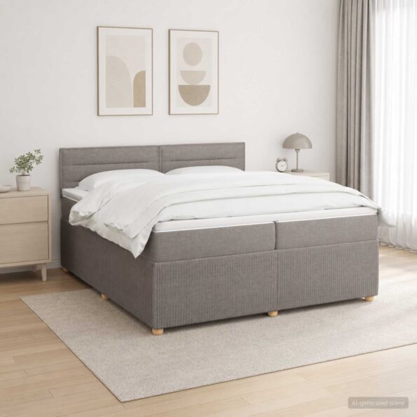 vidaXL Posteľ boxspring s matracom Sivohnedá 200 x 200 cm Látka – Obrázok 12
