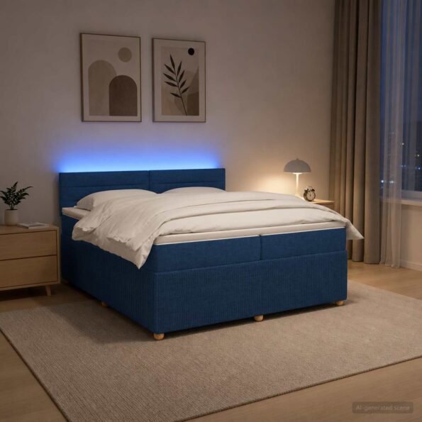 vidaXL Posteľ boxspring s matracom Modrá 200 x 200 cm Látka – Obrázok 4