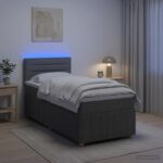 vidaXL Posteľ s boxspringom a matracom a LED Tmavosivá 90 x 190 cm – Obrázok 12